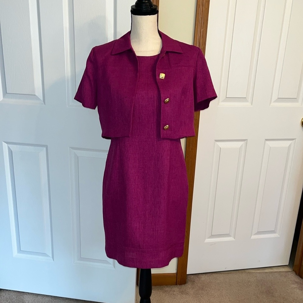 Plaza South Petite Burgundy Dress Set